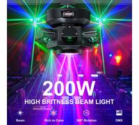 200W Strobo Laser Moving Head RGBW Beam Luce di scena DMX DJ Party con 6...