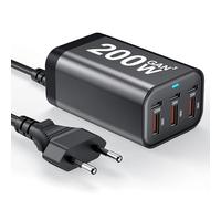 200W USB C Charger 6 Port PD 100W 65W 45W 20W GaN Wall Charger Adapter Plug USB A Fast Charging Station Block for MacBook Pro/Air, iPad, iPhone 17 16 Galaxy S26 Pixel Dell Laptop Type C Phone Android