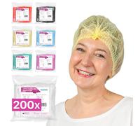 200x ARNOMED® Cuffie Monouso per Capelli 52 CM Giallo, Cuffia Monouso per la Testa, Copricapo per Chirurgiche, Doccia & Igiene -Cuffie Usa & Getta Capelli, Retine per Capellii Alimentari