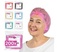 200x ARNOMED® Cuffie Monouso per Capelli 52 CM Rosa, Cuffia Monouso per la Testa, Copricapo per Chirurgiche, Doccia & Igiene -Cuffie Usa & Getta Capelli, Retine per Capellii Alimentari