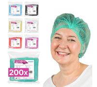 200x ARNOMED® Cuffie Monouso per Capelli 52 CM Verde, Cuffia Monouso per la Testa, Copricapo per Chirurgiche, Doccia & Igiene -Cuffie Usa & Getta Capelli, Retine per Capellii Alimentari