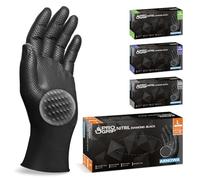 200x PROGRIP Guanti nitrile L Nero [Extra resistenti], Guanti monouso plastica, 2x più spessi, con finitura diamantata, Guanti in nitrile per industria e montaggio, guanti lavoro