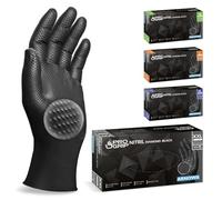 200x PROGRIP Guanti nitrile XXL Nero [Extra resistenti], Guanti monouso plastica, 2x più spessi, con finitura diamantata, Guanti in nitrile per industria e montaggio, guanti lavoro