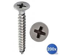 200x Vite Autofilettante Inox A2 Aisi 304 Testa Piana Croce E-100 5,5X38