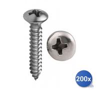 200x Vite Autofilettante Inox A2 Aisi 304 Tgs Croce E-100 4,2X32