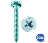 200x Vite Autofilettante Zincatura Bianca Testa Cilindrica Ph E-100 4,8X32