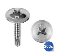 200x Vite Autoperforante Drillex&Reg; Mustad Zincata Bianca Testa Larga Ph