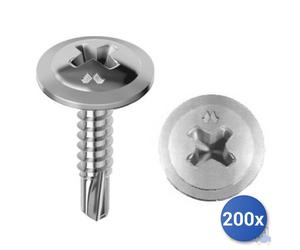 200x Vite Autoperforante Drillex&Reg; Mustad Zincata Bianca Testa Larga Ph