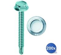 200x Vite Autoperforante Kovervit Drillex&Reg; Mustad Zincata Bianca Tecc Chiave
