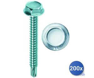 200x Vite Autoperforante Kovervit Drillex&Reg; Mustad Zincata Bianca Tecc Chiave