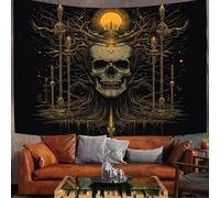 200X150Cm Arazzo Halloween Arazzo Da Parete Corona Del Teschio Telo Da Parete Foresta Gotica Di Halloween, Nero Arte Muraria Arazzi Per Soggiorno Camera Da Letto Dormitorio Decorazione