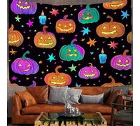200X150Cm Arazzo Halloween Arazzo Da Parete Stelle Di Zucca Divertenti Telo Da Parete Poster Di Halloween, Nero Arte Muraria Arazzi Per Soggiorno Camera Da Letto Dormitorio Decorazione
