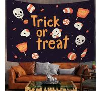 200X150Cm Arazzo Halloween Arazzo Da Parete Teschio Di Caramella Telo Da Parete Dolcetto O Scherzetto, Nero Arte Muraria Arazzi Per Soggiorno Camera Da Letto Dormitorio Decorazione