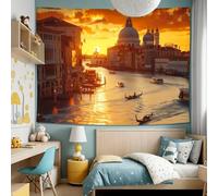 200x150CM Sfondo in tessuto con immagine del Canal Grande di Venezia al tramonto, arazzo da parete, arazzi in poliestere, per camera da letto, ufficio, dormitorio, decorazioni per feste