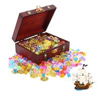201 pezzi Scatola del tesoro dei pirati, Scatola del tesoro dei pirati, tesori per la ricerca del tesoro decorare il compleanno dei bambini, Adatto per il compleanno dei pirati