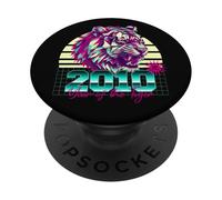 2010 Anno della Tigre Retro Vaporwave Tramonto Zodiaco Cinese PopSockets PopGrip Adesivo