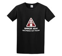 2015 Fashion Uomo's Error 404 Girlfriend Not Founds Unisex 100% Cotton Short-Sleeve T-Shirts Black XXXL