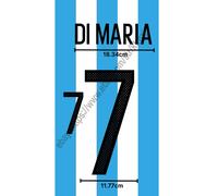 2016 Argentina Home Name Set Angel Di Maria #7 Patch Trasferimento Calore Sti...