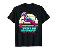 2018 Anno del Cane Compleanno 80s Retro Segno Zodiacale Cinese Maglietta