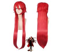 2019 Anime Black Butler Grell Sutcliff parrucca cosplay rosso lungo rettilineo Capelli sintetici Festa di Halloween Kuroshitsuji Parrucche Cosplay Taglia unica Grell WIG 028