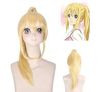 2019 Anime Your lie in April Parrucca cosplay per la festa di Halloween Miyazono Kaori Oro Biondo Clip Coda di cavallo Parrucche Cosplay + Cappellino parrucca Taglia unica PL-633
