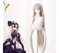 2019 Fate/Grand Orde FGO Jeanne d Arc Alter Joan of Arc Argento Rosa Viola Resistente al calore Costume Cosplay Parrucca + Traccia + Cappuccio Taglia unica caffè leggero