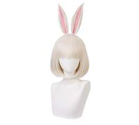 2019 New Anime BEASTARS Parrucca Cosplay Haru con orecchie di coniglio Animali personificati Parrucca carina per capelli Cosplay Halloween Regali di Natale Parrucca corta con orecchie