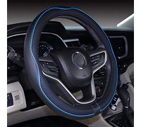 2019 nuovo coprivolante in pelle microfibra blu nero per Prius Civic (Blu Nero, 35-36,25 cm)