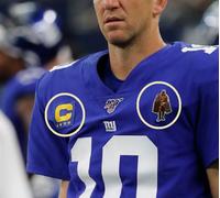 2019 Ny Giants Eli Manning 4-GOLD ⭐⭐⭐⭐ Stella Capitani C-Patch + Man-Of-Year