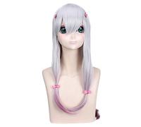 2019 Parrucca Cosplay Eromanga Sensei Sagiri Izumi a buon mercato Argento misto rosa capelli lunghi Cosplay Gioca parrucche con cinque forcine rosa M parrucca e forcine per capelli