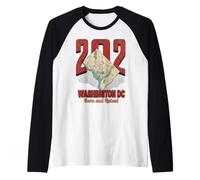 202 Mappa della Città Natale di Washington DC Born And Raised Maglia con Maniche Raglan