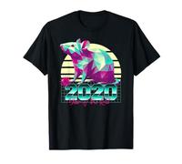 2020 Anno del Ratto Anni '80 Retro Vaporwave Segno Zodiacale Cinese Maglietta