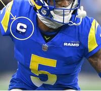 2021 La Rams Jalen- Ramsey CB One-Gold- ⭐ -star Adesivo Blu Captain C-Patch