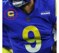 2021 La Rams Matthew Stafford Qb 4- ⭐⭐⭐⭐ -star Adesivo Blu Oro Capitano C-Patch
