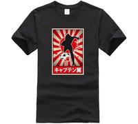 2021 New T Shirts Captain Tsubasa Japan Anime Printed Men T-Shirts Harajuku Cartoon Short Sleeve Tops Round Neck Cotton Clothing T-Shirt Black XXL