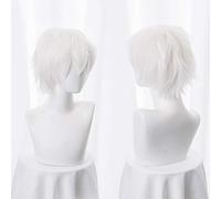 2021 parrucca Nuovo Gintama Gintoki Sakata Cosplay Parrucche 35 cm/13.8 pollici Corti Uomini Bianchi Capelli Sintetici Parrucca Perucas Cosplay
