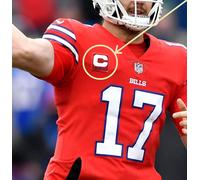 2021 Stagione Buffalo Bills Josh Allen Qb 3-BLUE- ⭐⭐⭐ - Rosso Captain C-Patch