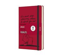 Moleskine, Agenda Giornaliera 12 Mesi 2022, Edizione Limitata Charlie Brown Peanuts, Daily Planner 2022, Copertina Rigida, Formato Large 13 x 21 cm, Colore Rosso Scarlatto, 400 Pagine
