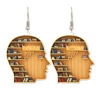 2022 Acrilico Decorativo Libro Amante Del Cuore Bibliotecario Orecchini Decorativi Regalo Per Il Suo Bibliotecario Libro Decor Topo di Biblioteca Orecchini Acrilici Orecchini Lupo (C, One Size)