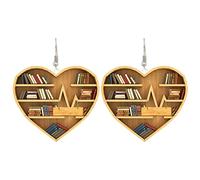 2022 Acrilico Decorativo Libro Amante Del Cuore Bibliotecario Orecchini Decorativi Regalo Per Il Suo Bibliotecario Libro Decor Topo di Biblioteca Orecchini Acrilici Orecchini Lupo (A, One Size)