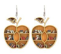 2022 Acrilico Decorativo Libro Amante Del Cuore Bibliotecario Orecchini Decorativi Regalo Per Il Suo Bibliotecario Libro Decor Topo di Biblioteca Orecchini Acrilici Orecchini Lupo (E, One Size)