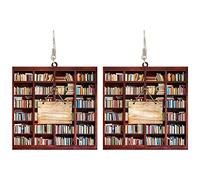 2022 Acrilico Decorativo Libro Amante Del Cuore Bibliotecario Orecchini Decorativi Regalo Per Il Suo Bibliotecario Libro Decor Topo di Biblioteca Orecchini Acrilici Orecchini Lupo (F, One Size)