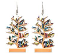 2022 Acrilico Decorativo Libro Amante Del Cuore Bibliotecario Orecchini Decorativi Regalo Per Il Suo Bibliotecario Libro Decor Topo di Biblioteca Orecchini Acrilici Orecchini Lupo (B, One Size)
