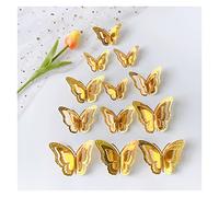 2022 Adesivi Compatible With pareti a strati vuoti 3D farfalle decorative dorate Compatible With frigorifero Compatible With decorazioni Compatible With la casa Fai da te Adesivo Compatible With matri