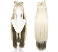 2022 Anime Game Cosplay Parrucca for Genshin Impact NingGuang, Donne Long Dritto Bionda Brown Capelli Marrone Modellazione Party Dress Up Parrucca, Capelli sintetici resistenti al calore + tappo della