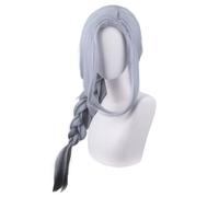 2022 Anime Game Cosplay Wig for Genshin Impact Shen He, Women Gray Mixed Color Long Ponytail Hair Modeling Party Dress Up Wig, Heat Resistant Synthetic Hair + Wig cap