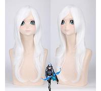 2022 Ashe LOL 60cm Anime Gioco Lungo Riccio Wavy Cosplay Parrucche for Donna Femmina Capelli Finti for Costume Festa Bianco