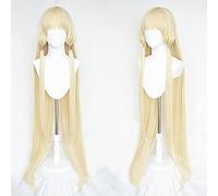 2022 Chobits Chii Parrucca Cosplay 130 cm Lungo Bionda Anime Party Party Costume di Halloween Capelli con Bangs for Le Donne Ragazze con Cappuccio