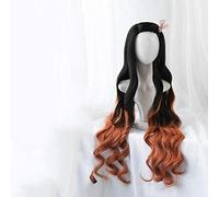 2022 Cos Wig Anime Nezuko Tanjirou Kamado Parrucche Kimetsu no Yaiba Parrucche Cosplay Zenitsu Agatsuma Capelli corti dorati Taglia unica Agatsuma Zenitsu(Color:Kamado Nezuko)