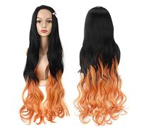 2022 Cos Wig Anime Wig Demon Slayer Kimetsu No Yaiba Cosplay Kamado Nezuko Parrucca, Parrucca riccia Lunga, Costume Parrucca di Halloween, for Halloween, Festa in Costume, Spettacolo di Anime, Evento